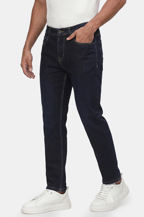 Slim Straight Fit Trousers Jeans Dark Blue