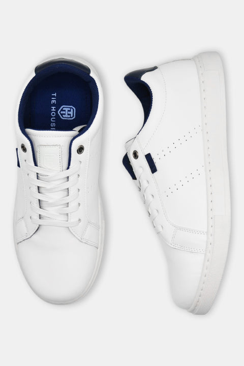 White Sneakers with Subtle Dark Blue Details