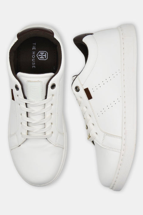 White Sneakers with Subtle Brown Details