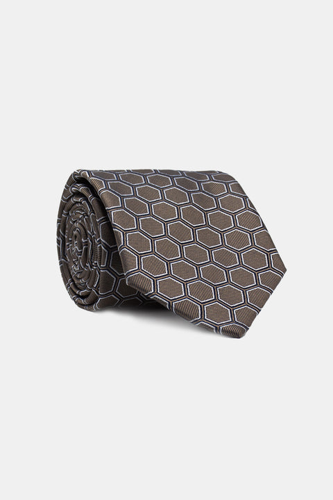 Jacquard Tie 7 cm Brown