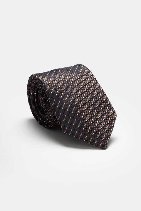 Jacquard Tie 7 cm Brown
