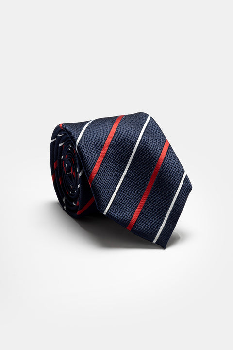 ربطة عنق مخططة 7 سم أزرق داكن