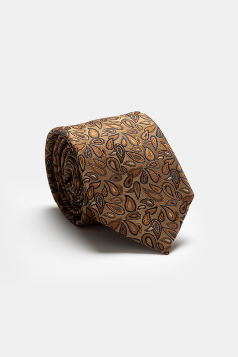 Jacquard Tie 7 cm Beige