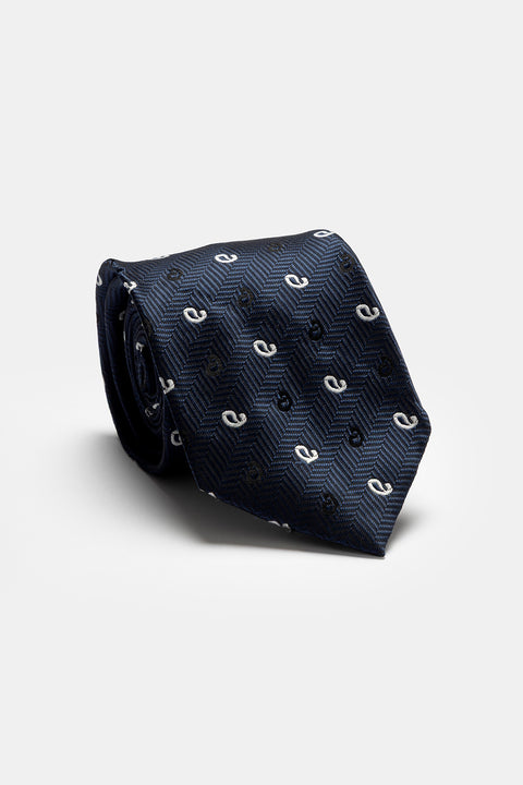 Jacquard Tie 7 cm Dark Blue