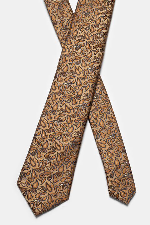 Jacquard Tie 7 cm Beige