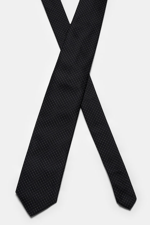 Jacquard Tie 7 cm Black