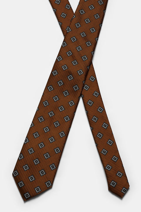 Jacquard Tie 7 cm Brown