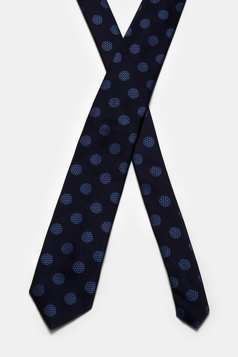 Jacquard Tie 7 cm Dark Blue
