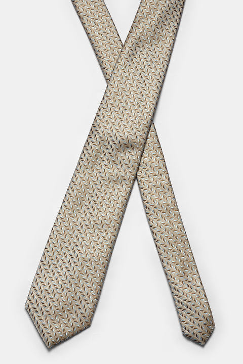 Jacquard Tie 7 cm Beige
