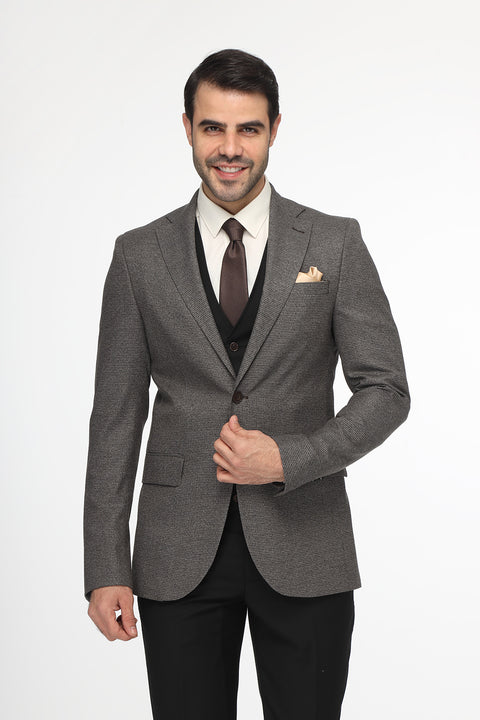 Slim Fit Suit Brown