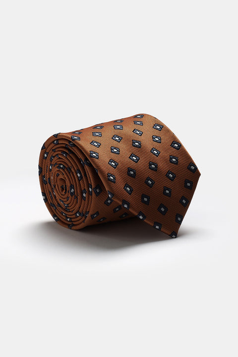 Jacquard Tie 7 cm Brown