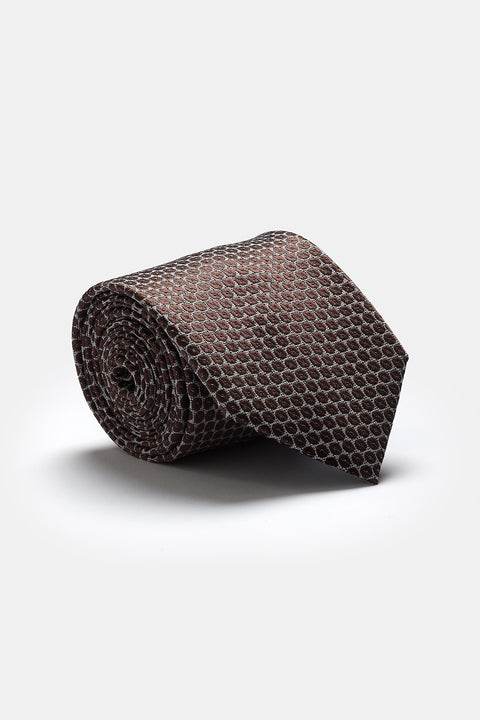 Jacquard Tie 7 cm Brown
