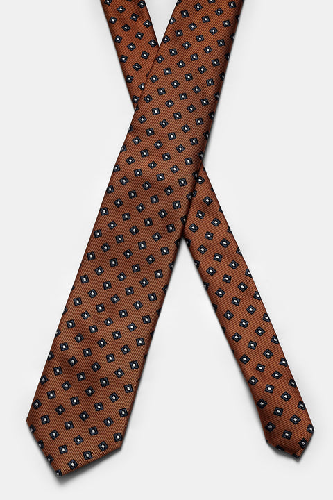 Jacquard Tie 7 cm Brown