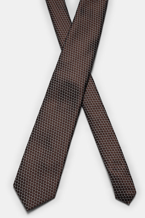 Jacquard Tie 7 cm Brown