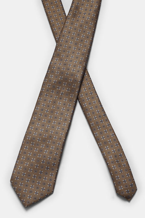 Jacquard Tie 7 cm Beige