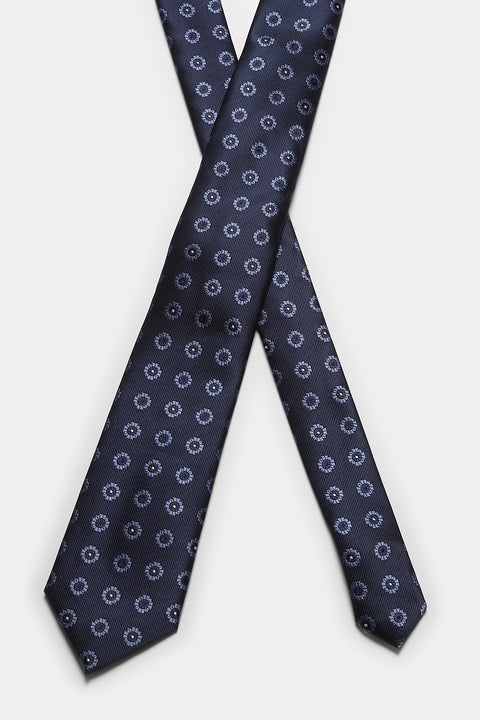 Jacquard Tie 7 cm Dark Blue