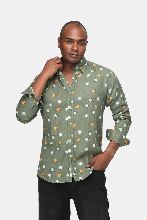 New Fit Linen Shirt Green
