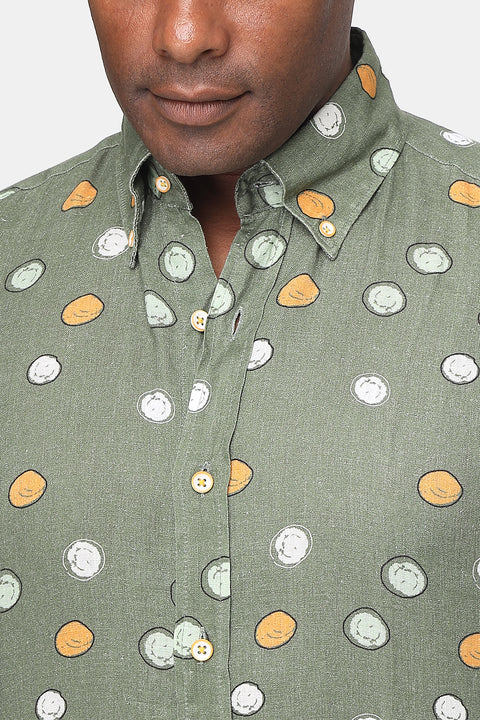 New Fit Linen Shirt Green