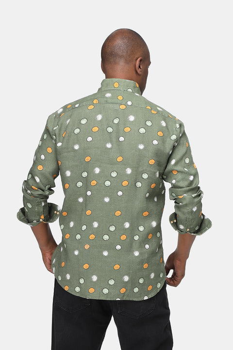 New Fit Linen Shirt Green