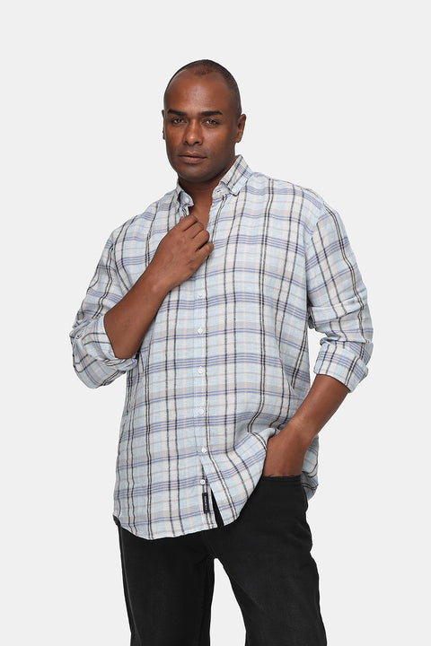 Regular Fit Linen Shirt Light Blue