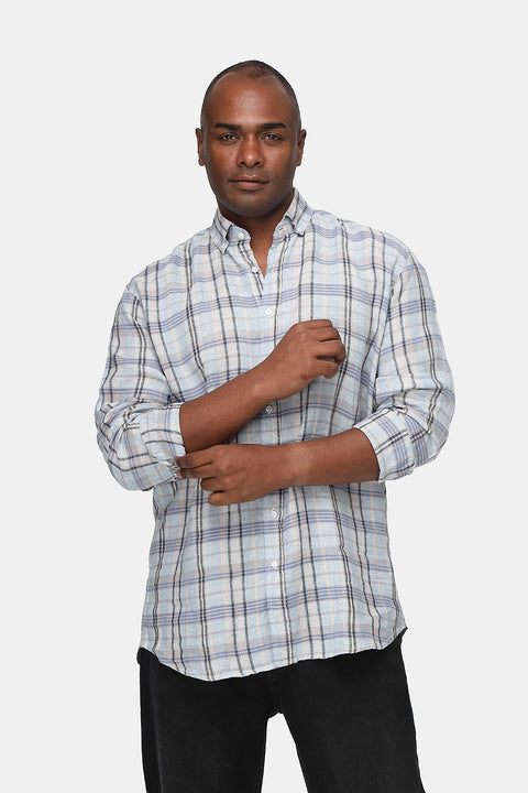 Regular Fit Linen Shirt Light Blue