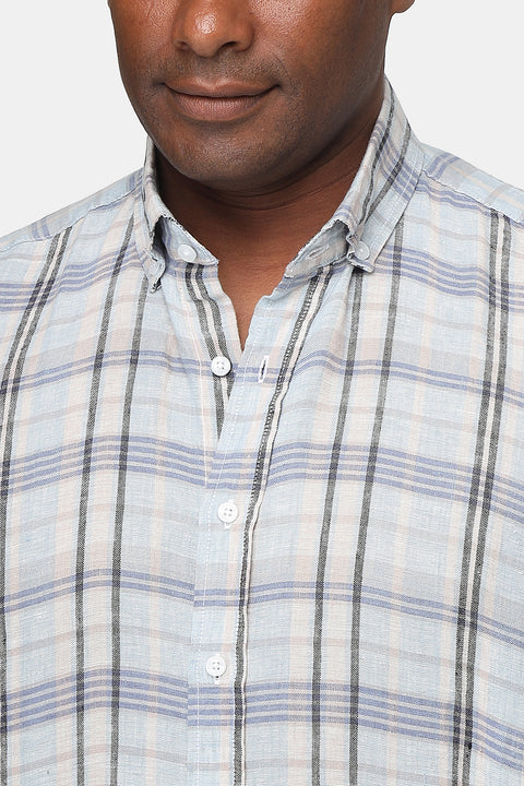 Regular Fit Linen Shirt Light Blue