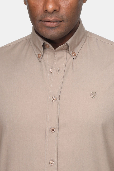 New Fit Shirt Oxford 100% Cotton Beige