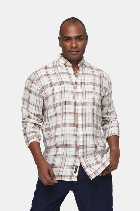 Regular Fit Linen Shirt Brown
