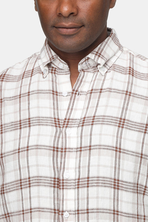 Regular Fit Linen Shirt Brown