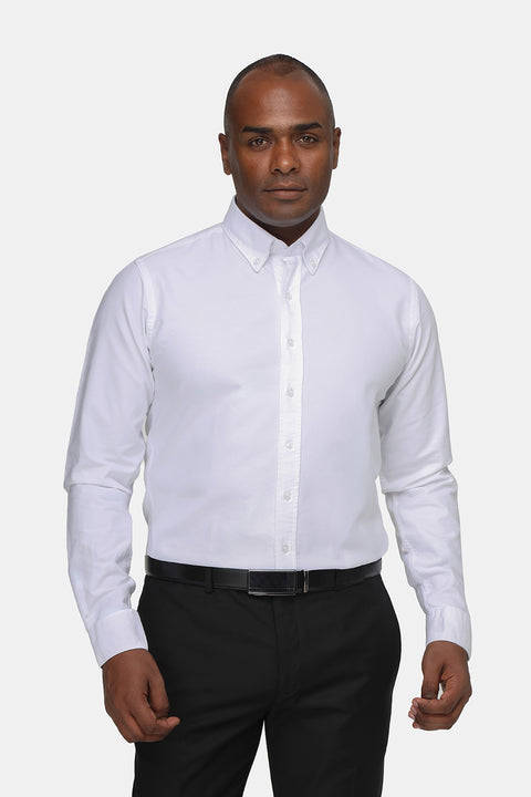 Slim Fit Oxford Shirt 100% Cotton White