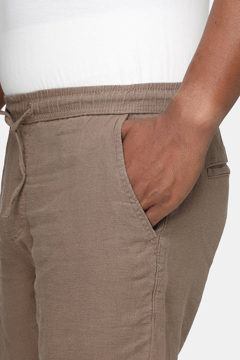 Slim Straight sweat pants Linen Brown
