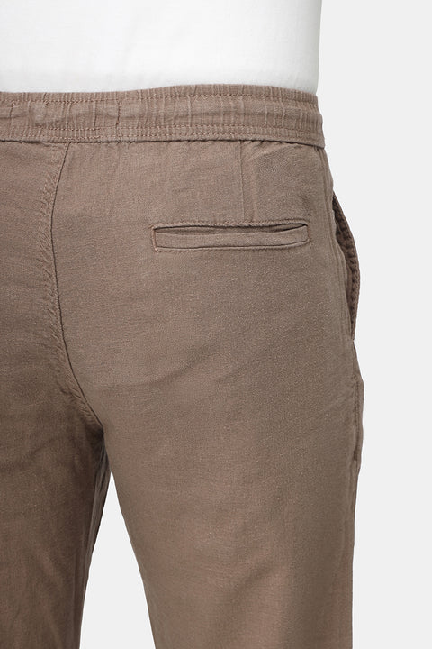 Slim Straight sweat pants Linen Brown