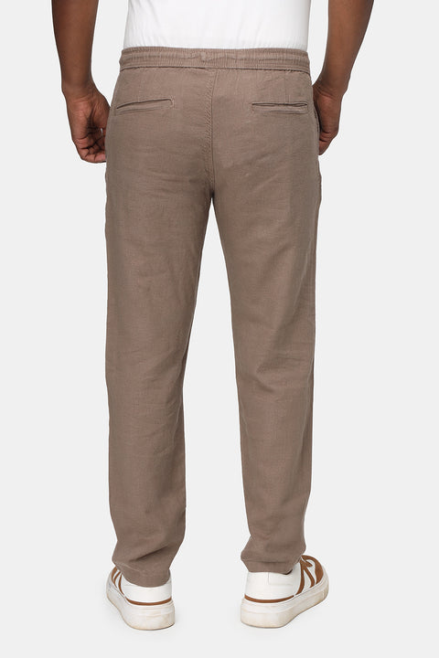 Slim Straight sweat pants Linen Brown
