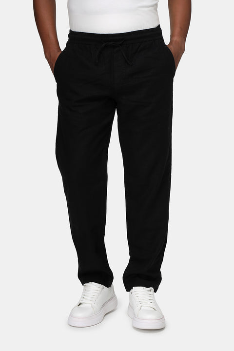Slim Straight sweat pants Linen Black