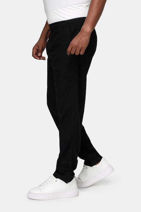 Slim Straight sweat pants Linen Black