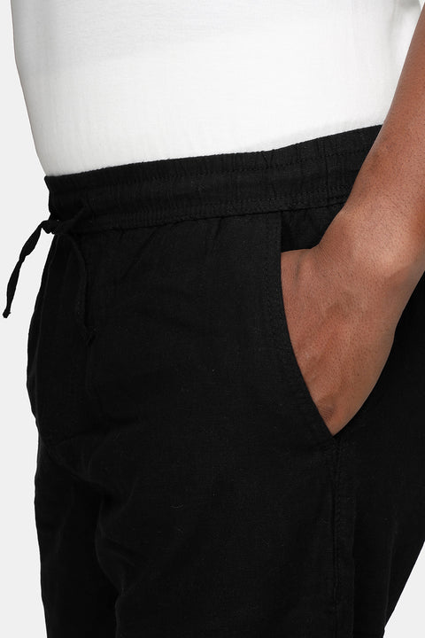 Slim Straight sweat pants Linen Black