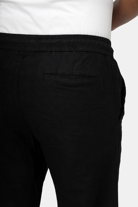 Slim Straight sweat pants Linen Black