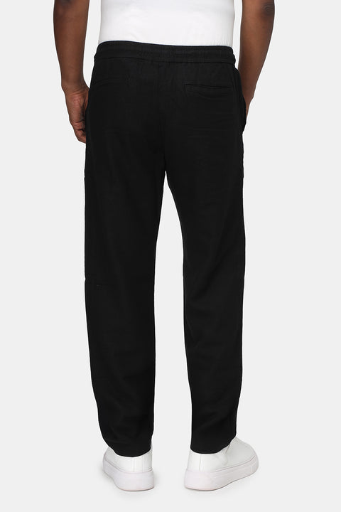 Slim Straight sweat pants Linen Black
