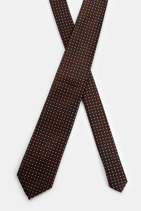 Jacquard Tie 7 cm Brown