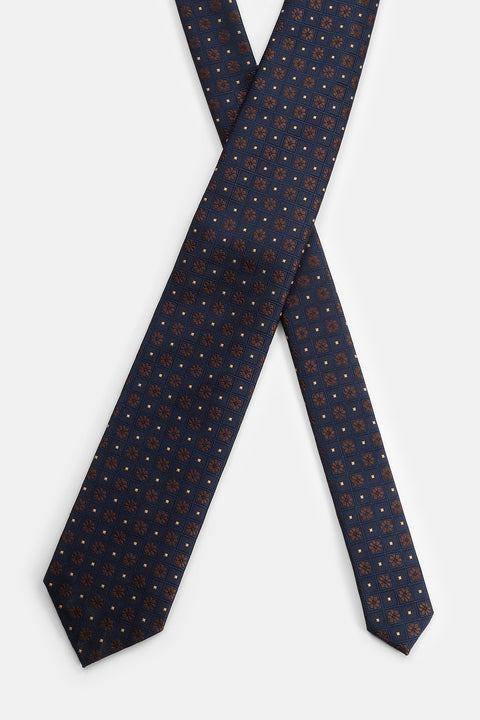 Jacquard Tie 7 cm Dark Blue