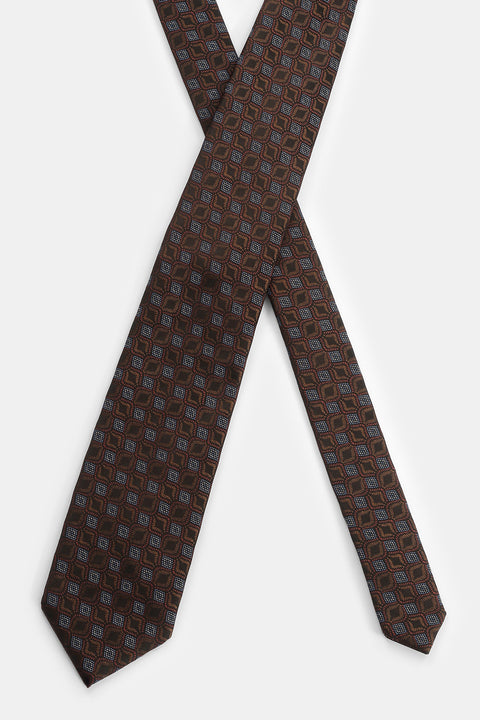 Jacquard Tie 7 cm Brown
