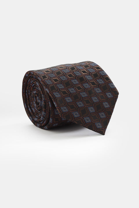 Jacquard Tie 7 cm Brown
