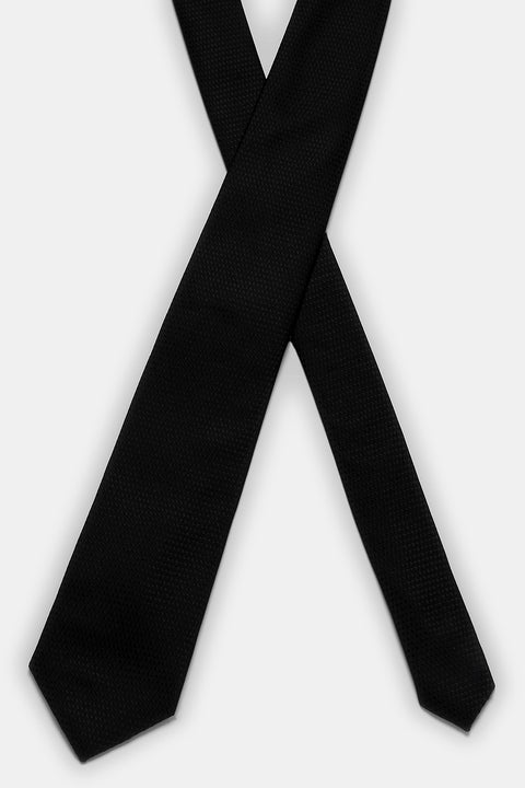 Jacquard Tie 7 cm Black