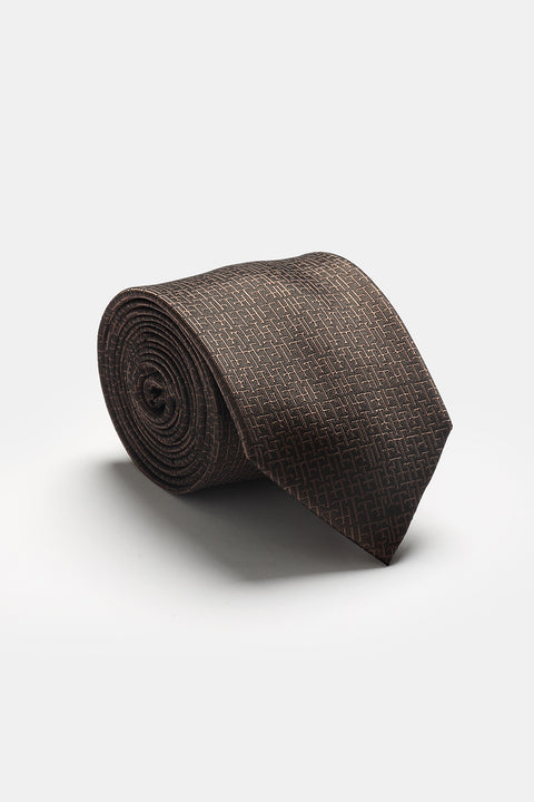 Jacquard Tie 7 cm Brown
