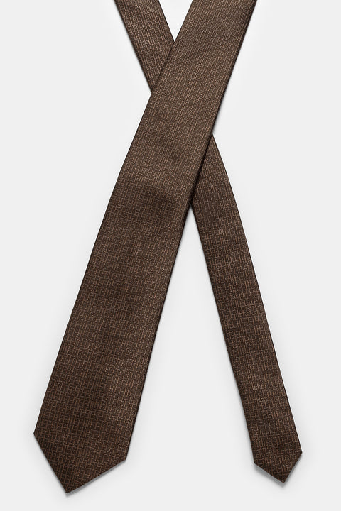 Jacquard Tie 7 cm Brown
