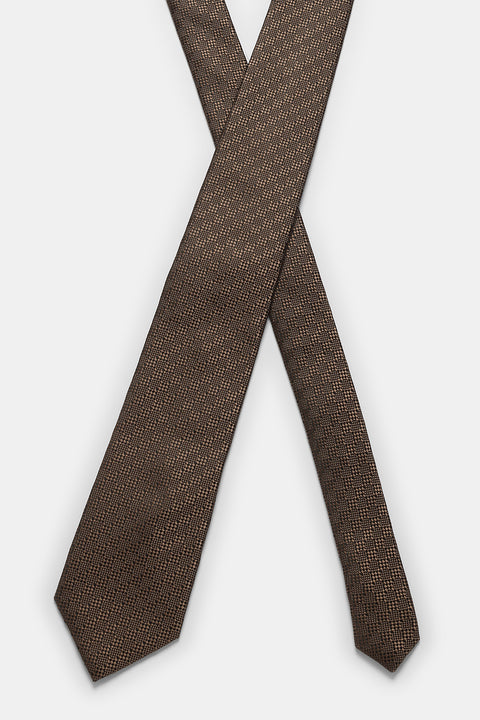 Jacquard Tie 7 cm Brown