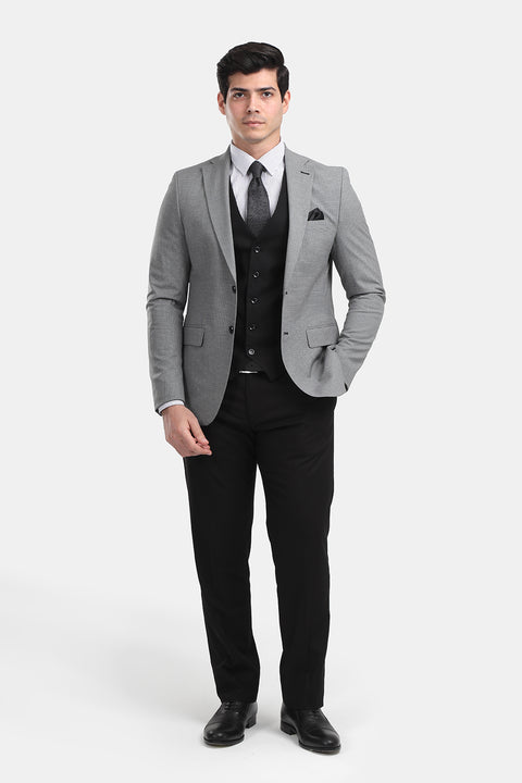 Slim Straight Fit Suit Light Gray