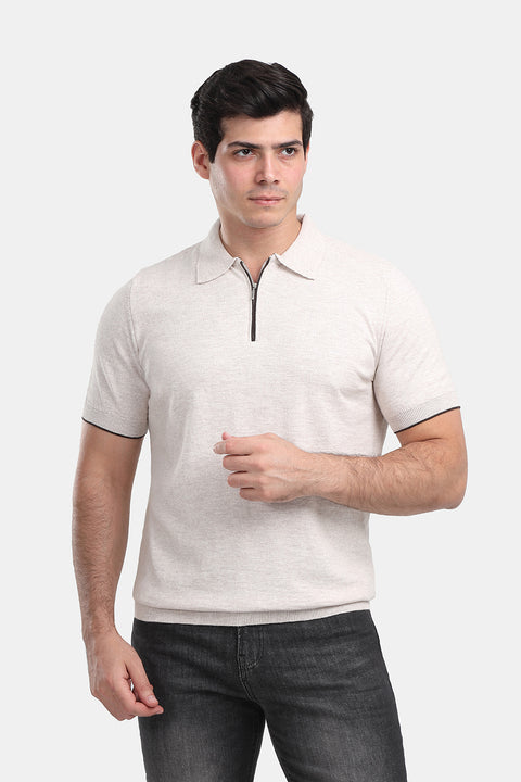 Polo Shirt Regular Fit Knitted Beige