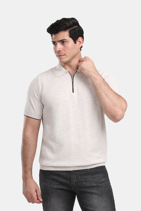 Polo Shirt Regular Fit Knitted Beige