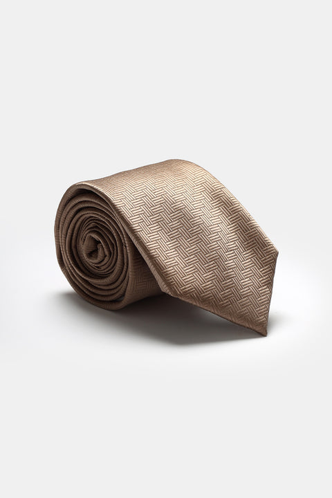 Jacquard Tie 7 cm Beige